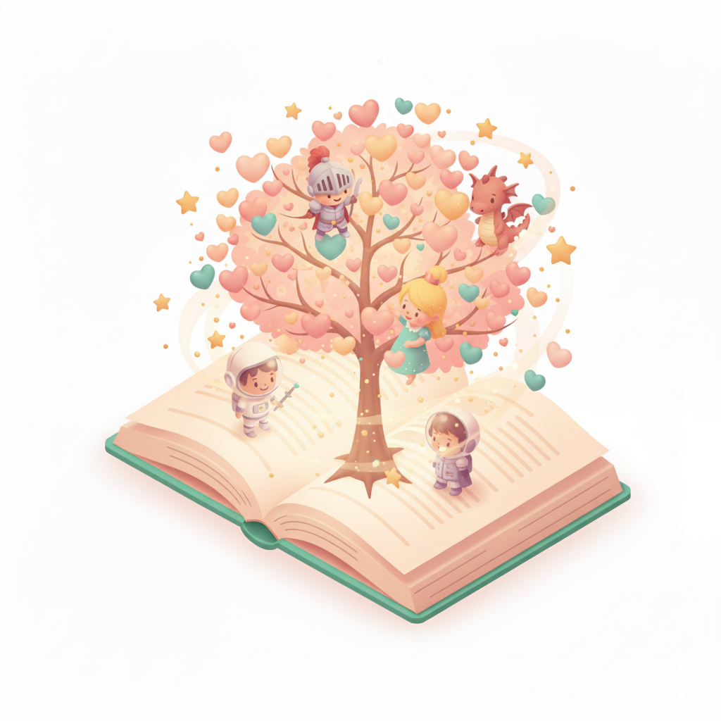 Ilustración educativa sobre crecimiento emocional en cuento personalizado