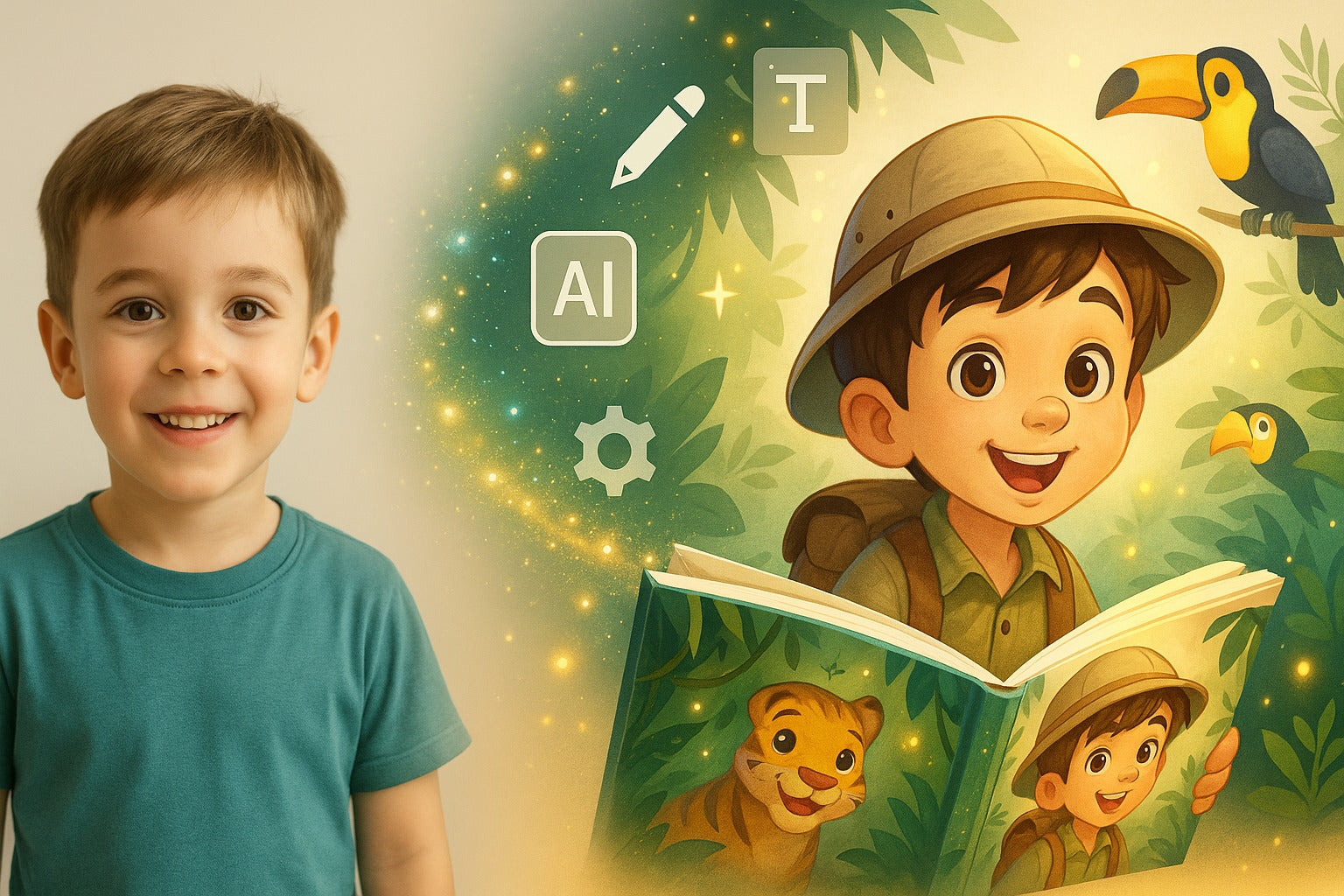 Transformación con IA de foto a cuento personalizado infantil